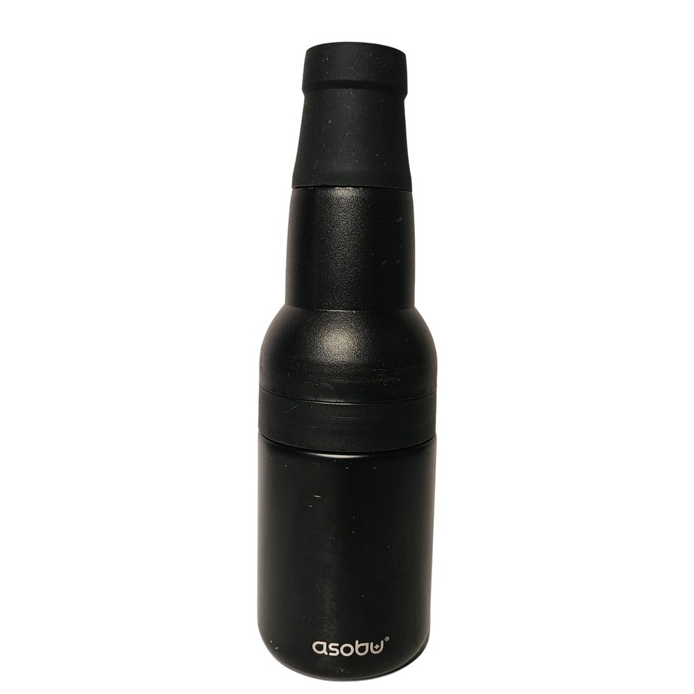 Asobu Frosty Beer 2 Go Vacuum Insulated Bottle Cooler Black‎ 12oz Opener